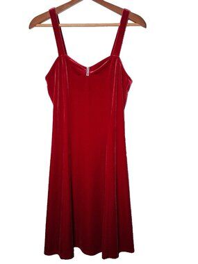 Red Velour Dress Size 6 Sleeveless Fir Flare Rhinestone Fairy Whimsigoth Y2K